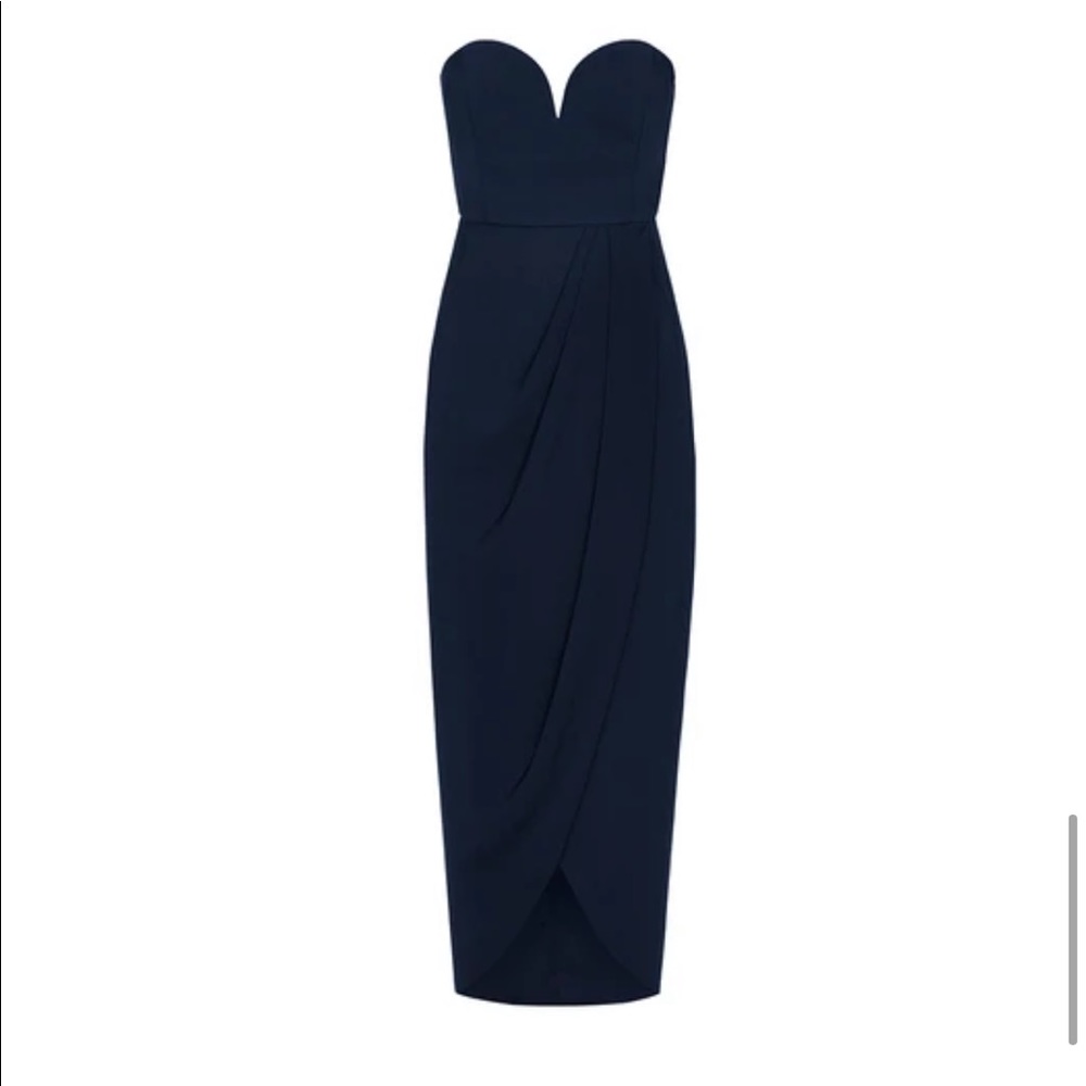 Shona Joy Core U Bustier Draped Dress Navy